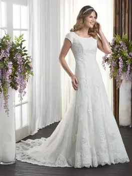 Lace Mermaid Modest Wedding Dresses With Cap Sleeves O Neck Buttons Back Country Western LDS Bridal gowns Sleeved 
Lace Mermaid Modest Wedding Dresses With Cap Sleeves O Neck Buttons Back Country Western LDS Bridal gowns Sleeved