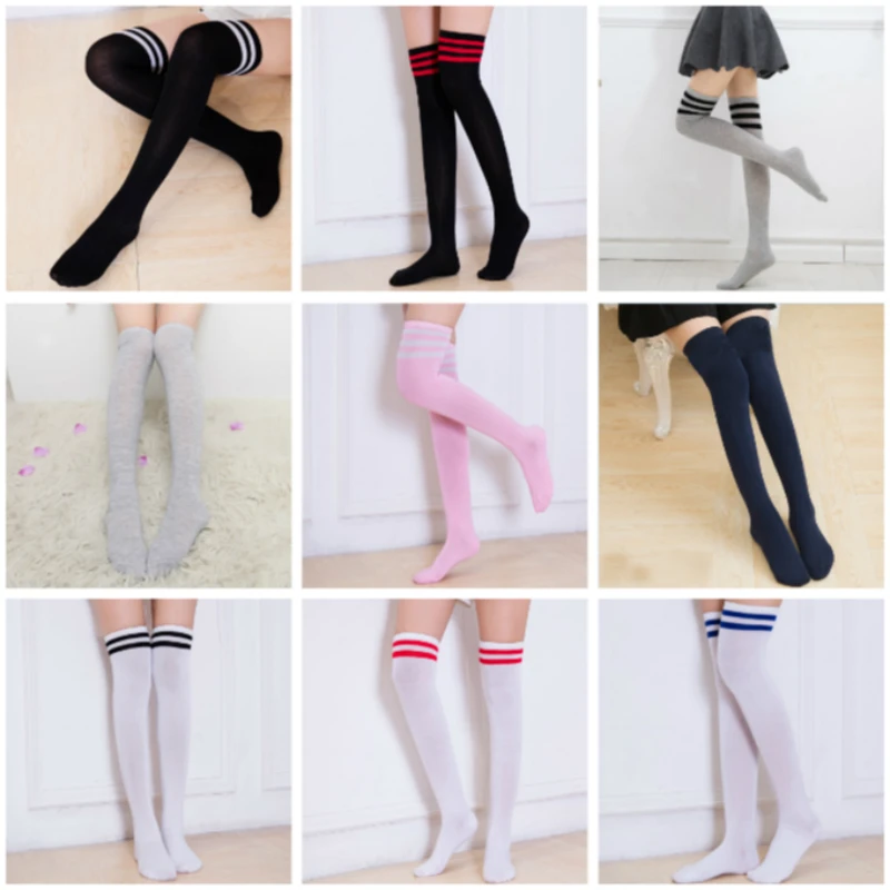 

Overknee Anime Socks Striped Elastic Leggings All Match Stage Anime Cosplay Costume Adult Cartoon in Carnaval Halloween Party