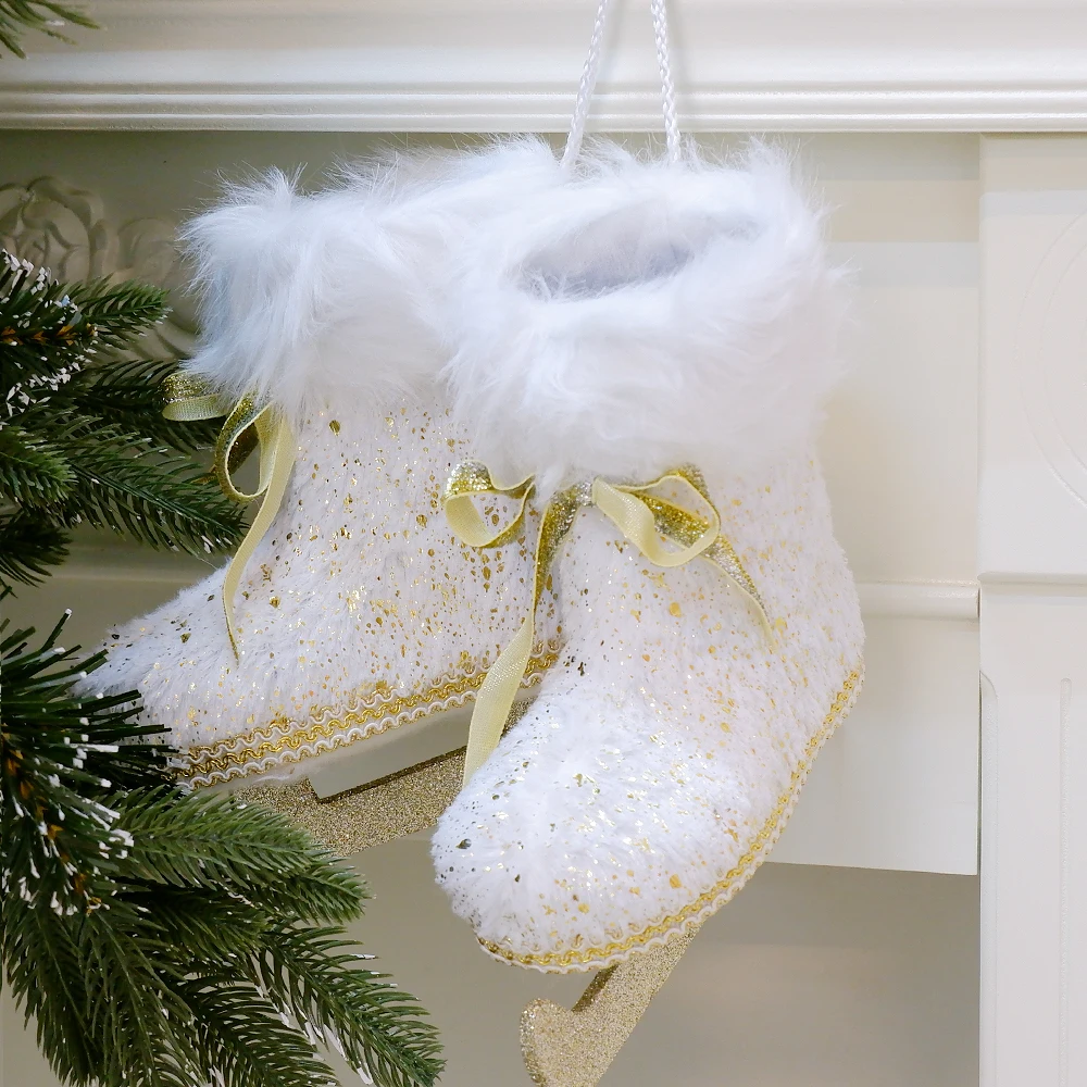 ABXMAS 1 пара Рождественские елки коньки из пеньковой веревки украшения для дома