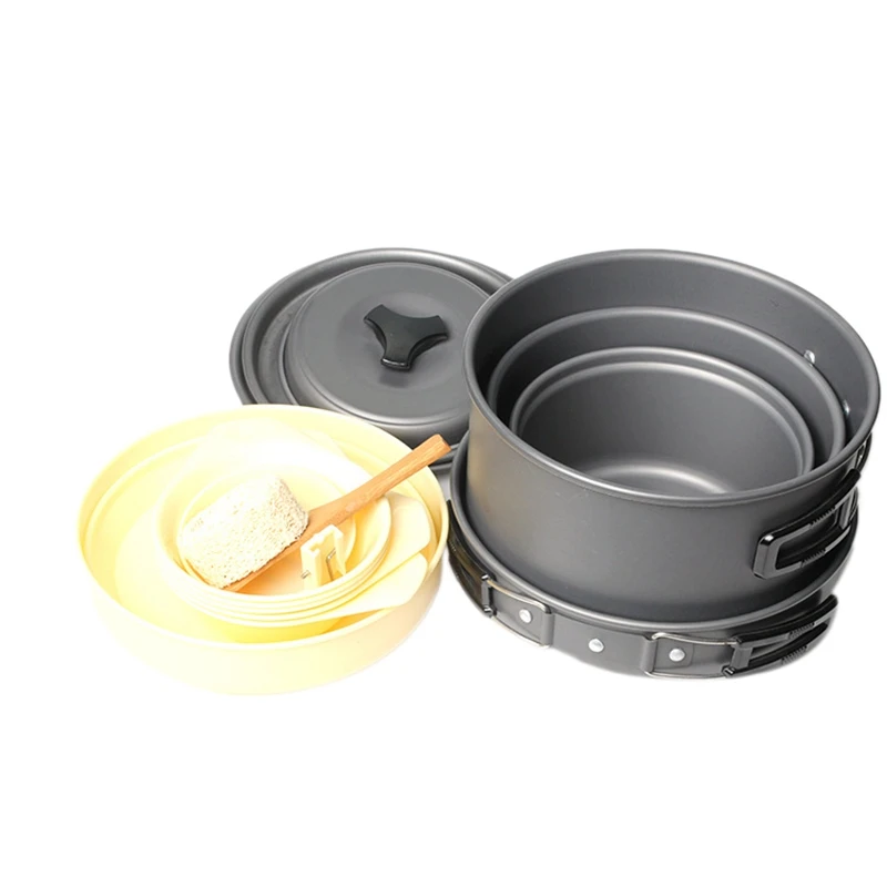 Outdoor Picnic Aluminum Non-Stick Cookware 4-5 People Portable Combination Cookware Set Pot