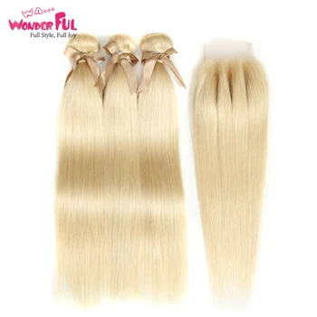 613 Blonde Human Hair Straight Brazilian Hair Weave Bundles with Closure Remy Hair Deals 2/3 Bundles and Closure
613 Blonde Human Hair Straight Brazilian Hair Weave Bundles with Closure Remy Hair Deals 2/3 Bundles and Closure