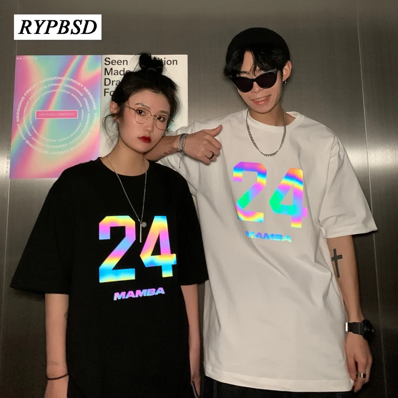 Men Colorful Reflective 24 Print T Shirts 2020 Summer Couple Black White Harajuku Hip Hop Oversize Korean Cool Tee Shirt Women
Men Colorful Reflective 24 Print T Shirts 2020 Summer Couple Black White Harajuku Hip Hop Oversize Korean Cool Tee Shirt Women