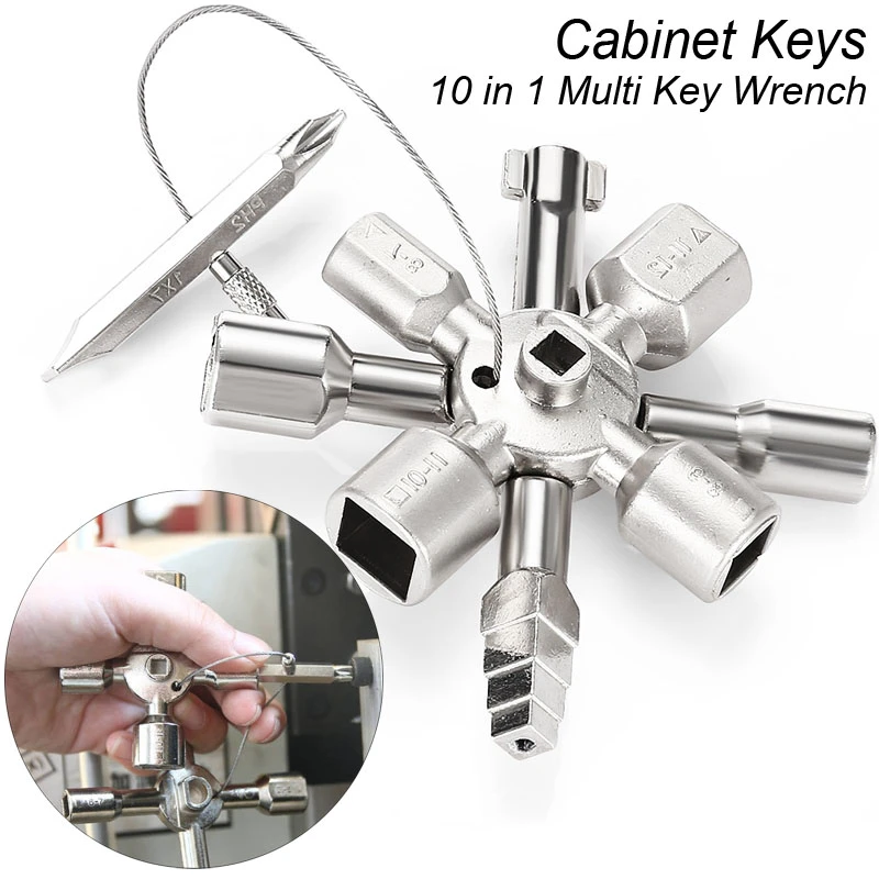 10 in 1 Multifunction Tool Electrical Cabinet Keys Square Elevator Triangle Key Lock Cupboard Box Socket Wrench Screwdriver Set
10 in 1 Multifunction Tool Electrical Cabinet Keys Square Elevator Triangle Key Lock Cupboard Box Socket Wrench Screwdriver Set
