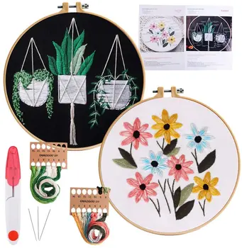 2 Sets Embroidery Kit with Pattern, Starter Kit with Instructions,Embroidery Clothes, Floral Pattern, Color Threads Tools
2 Sets Embroidery Kit with Pattern, Starter Kit with Instructions,Embroidery Clothes, Floral Pattern, Color Threads Tools