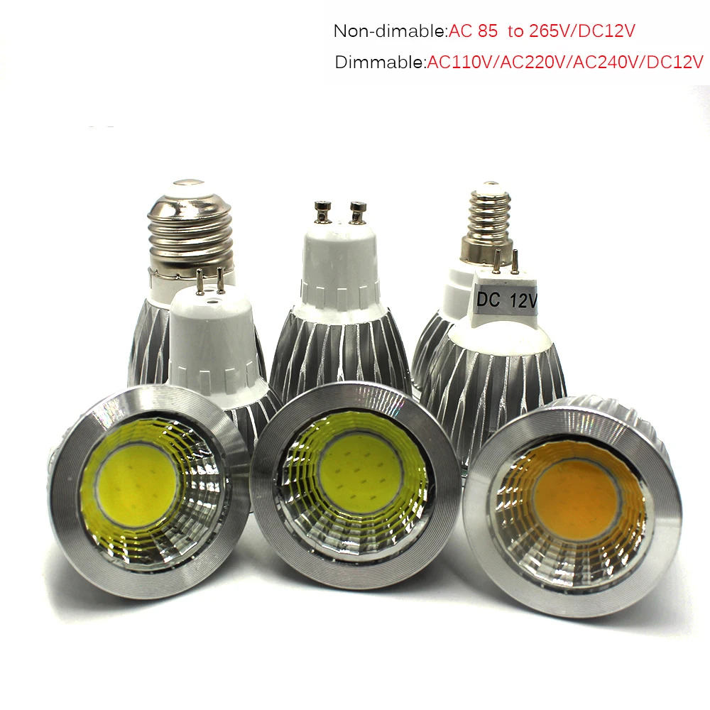 

1pcs Super Bright Dimmable GU10 E27 E14 COB 9W 12W 15W LED Bulb Lamp AC110V 220V spotlight Warm White/Cold White Led Lighting