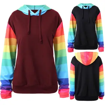 Womens Rainbow Color Block Stripes Hoodies Long Sleeve Drawstring Sweatshirt Top NEW
Womens Rainbow Color Block Stripes Hoodies Long Sleeve Drawstring Sweatshirt Top NEW