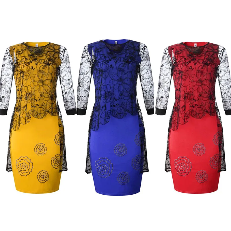 Африканские платья для женщин кружевная вышивка одежда с принтом Дашики Femme