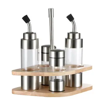 Seasoning Bottle Set with Wooden Rack Translucent Pepper Bottle Holder Kitchen Tools for Oil Salt Vinegar Soy Sauce Storage
Seasoning Bottle Set with Wooden Rack Translucent Pepper Bottle Holder Kitchen Tools for Oil Salt Vinegar Soy Sauce Storage