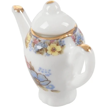 1:12 Dollhouse Miniature Tea Set Pink and Gold 
1:12 Dollhouse Miniature Tea Set Pink and Gold