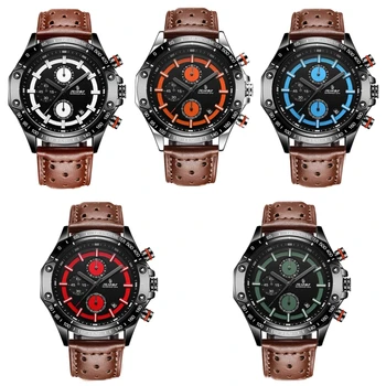 5color Brand Brown Leather Blue Dial Chronograph Quartz Mens Watches Stainless Steel Back Water Resistant Man Male Wristwatch
5color Brand Brown Leather Blue Dial Chronograph Quartz Mens Watches Stainless Steel Back Water Resistant Man Male Wristwatch