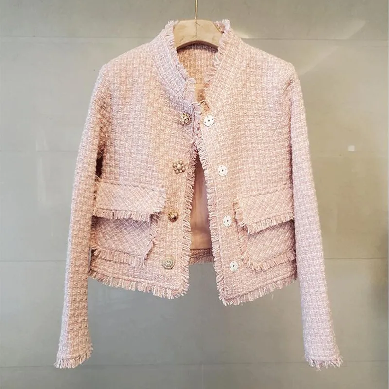 Vintage Tweed Jacket Women 2021 Autumn Fall Small Fragrance Single Breasted Elegant Coat Korean Fashion Loose Ladies Outerwear
Vintage Tweed Jacket Women 2021 Autumn Fall Small Fragrance Single Breasted Elegant Coat Korean Fashion Loose Ladies Outerwear
