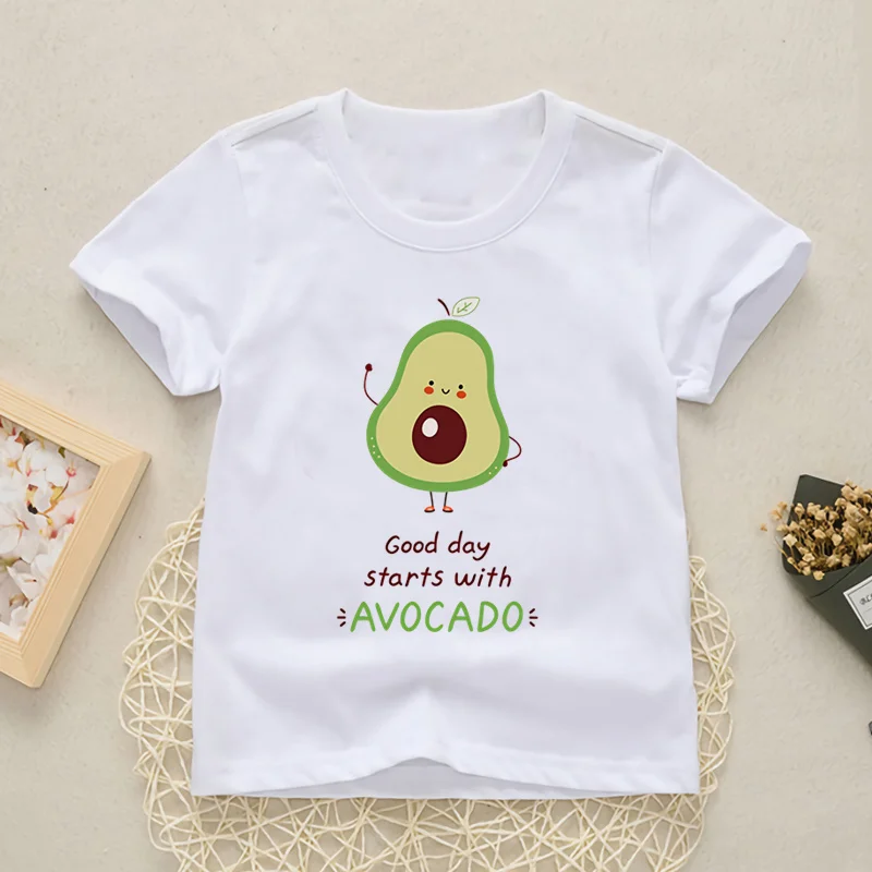 

New Summer Baby Boys T shirt Avocado Cartoon Print Short Sleeve Kids T-Shirts Funny Monkey Children Girls Tops Clothes,YKP030