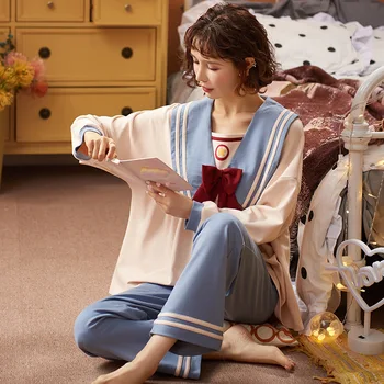 Autumn Cotton Women Pajamas Princess Nice Sleepwear Homewear Good Quality Cozy Casual Soft Cute Nightwear Pajama Sets Winter 
Autumn Cotton Women Pajamas Princess Nice Sleepwear Homewear Good Quality Cozy Casual Soft Cute Nightwear Pajama Sets Winter