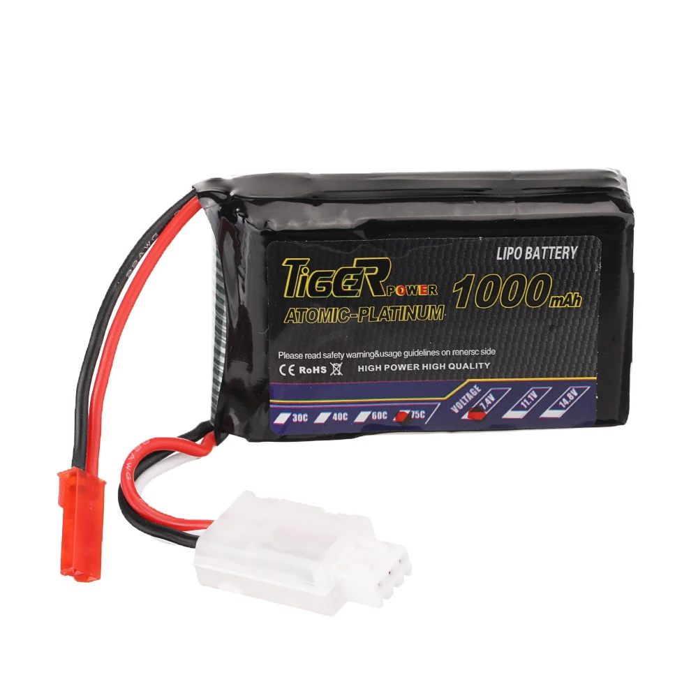 2PCS Tiger Power 7.4V 1000mAh 75C 2S Lipo Battery JST Plug for RC Drone FPV Racing Airplane Fix wing Helicopter
2PCS Tiger Power 7.4V 1000mAh 75C 2S Lipo Battery JST Plug for RC Drone FPV Racing Airplane Fix wing Helicopter