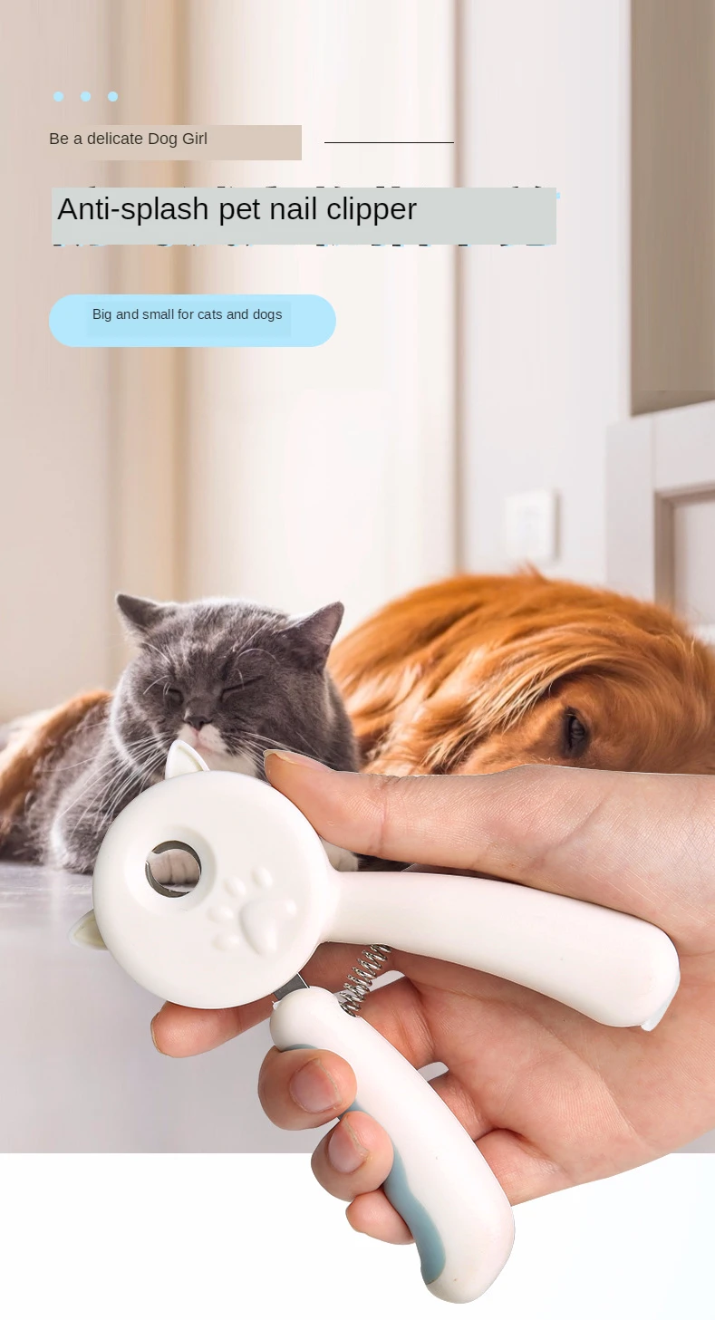 Splash-Proof Pet Nail Clipper with Built-in File for Cats & Dogs