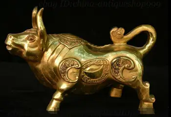 9" Antique China Bronze Gilt Feng shui 12 Zodiac Year Bull Animal Ox Oxen Statue
9" Antique China Bronze Gilt Feng shui 12 Zodiac Year Bull Animal Ox Oxen Statue