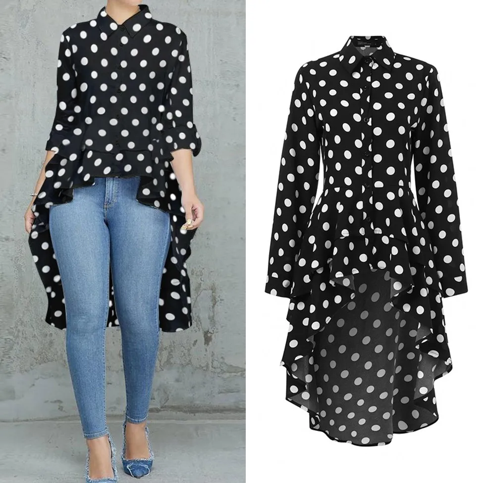 2020 ZANZEA Women's Asymmetrical Blouse Fashion Polka Printed Shirts Casual Long SLeeve Blusas Female Button Tunic Oversized 7
2020 ZANZEA Women's Asymmetrical Blouse Fashion Polka Printed Shirts Casual Long SLeeve Blusas Female Button Tunic Oversized 7