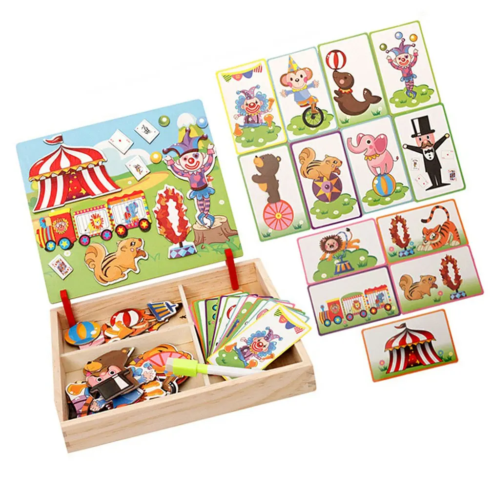 Wooden Magnetic Puzzle Toys Children 3D Puzzle Figure Animals Drawing Board Learning Wood Toys for Kids
Wooden Magnetic Puzzle Toys Children 3D Puzzle Figure Animals Drawing Board Learning Wood Toys for Kids