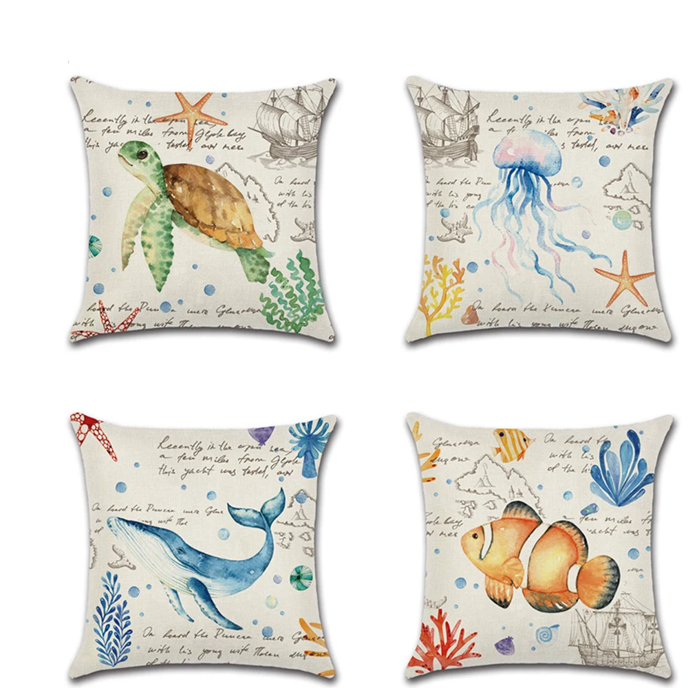 Linen Pillowcase Sofa Cushion Cover Decoration Sea Turtle Jellyfish Pillow Case Decorative Marine Animal Pattern Couch Pillow
Linen Pillowcase Sofa Cushion Cover Decoration Sea Turtle Jellyfish Pillow Case Decorative Marine Animal Pattern Couch Pillow