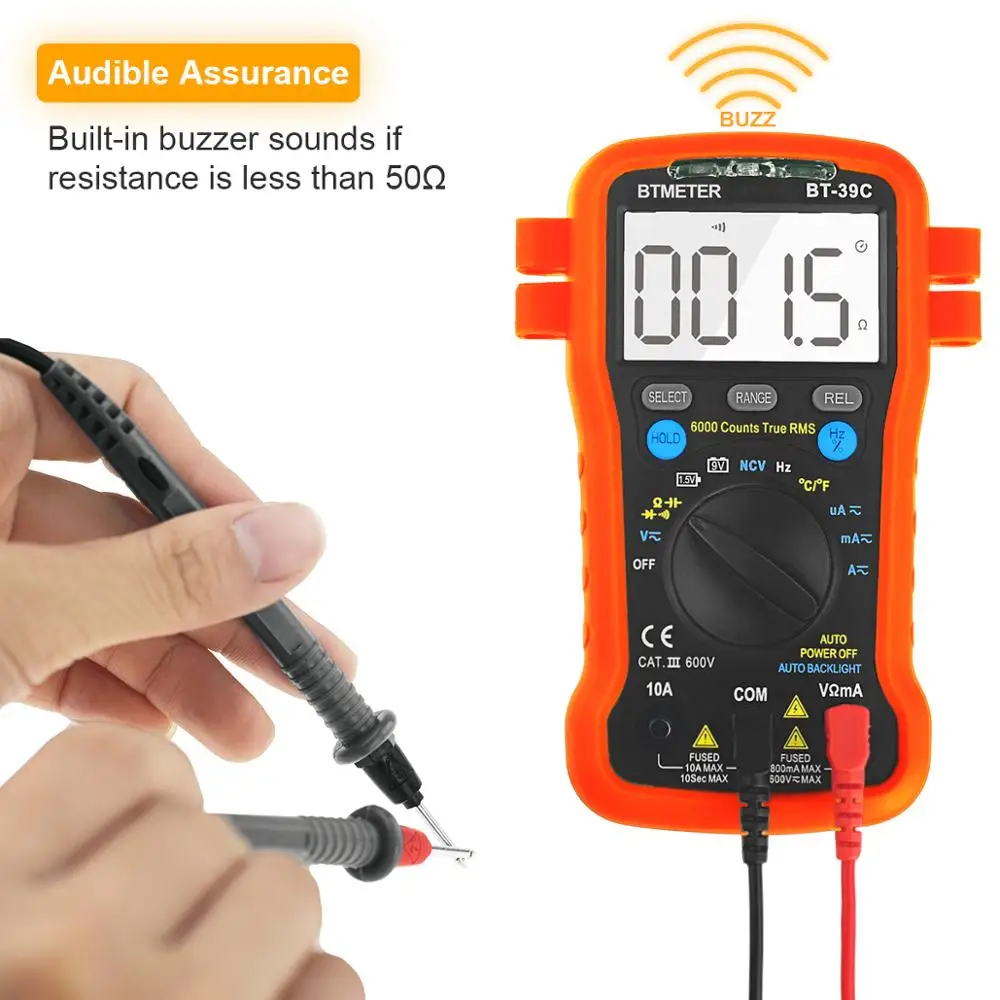 True RMS Digital Multimeter Date Hold Auto Ranging for AC/DC Voltage,Current,Resistance,Capacitance Tester with Auto Power Off
True RMS Digital Multimeter Date Hold Auto Ranging for AC/DC Voltage,Current,Resistance,Capacitance Tester with Auto Power Off