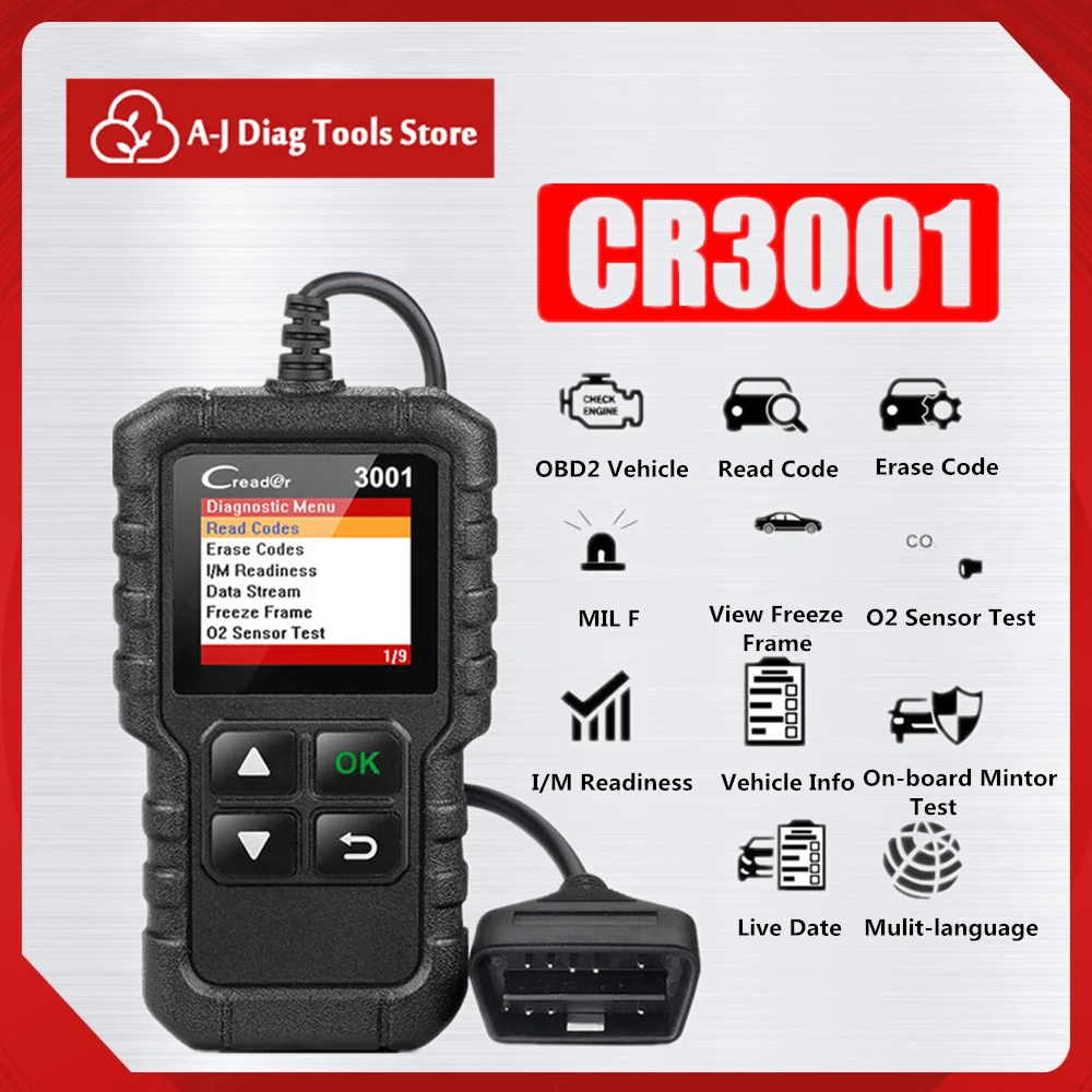 Launch CR3001 Car Fault Detector Code Reader ELM327 OBD2 Scanner IML Indicate EVAP System Oxygen Sensor DTC Code Diagnostic Test
Launch CR3001 Car Fault Detector Code Reader ELM327 OBD2 Scanner IML Indicate EVAP System Oxygen Sensor DTC Code Diagnostic Test