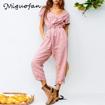 Miguofan vestidos sexy v neck sashes women jumpsuits Short sleeve buttons jumpsuit rompers Spring summer holiday femme overalls
Miguofan vestidos sexy v neck sashes women jumpsuits Short sleeve buttons jumpsuit rompers Spring summer holiday femme overalls