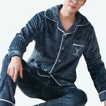 Two Pieces Men Casual Fleece Warm Pijama Hombre Modern Quality Thick Nightwear Sets Plus Size 3XL Nightgown Male Sleepwear Suits 
Two Pieces Men Casual Fleece Warm Pijama Hombre Modern Quality Thick Nightwear Sets Plus Size 3XL Nightgown Male Sleepwear Suits