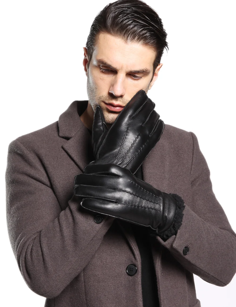 Фото FEIQIAOSH роскошные мужские перчатки из натуральной кожи зимние - купить
