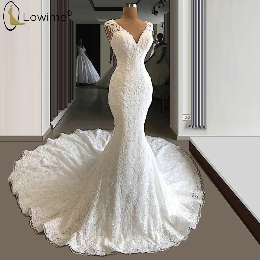 2020 Mermaid Lace Wedding Dresses Deep V Neck Backless Pearls Court Train Bridal Gowns Custom Made
2020 Mermaid Lace Wedding Dresses Deep V Neck Backless Pearls Court Train Bridal Gowns Custom Made
