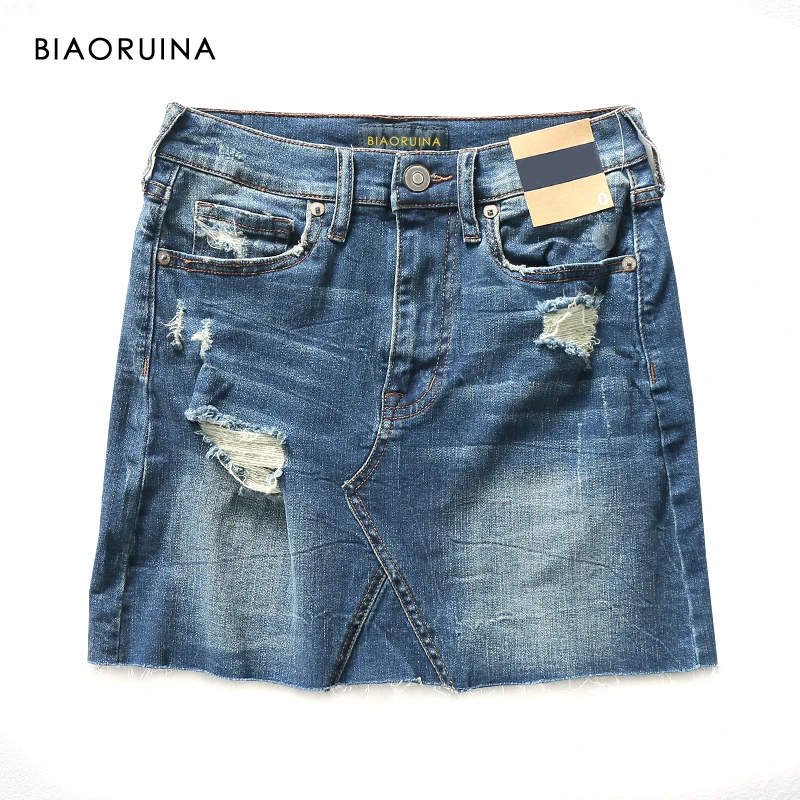 BIAORUINA Women's Fashion Washing Bleached Denim Skirt Scratch Holes Female Casual High Waist Skirt New Arrival
BIAORUINA Women's Fashion Washing Bleached Denim Skirt Scratch Holes Female Casual High Waist Skirt New Arrival