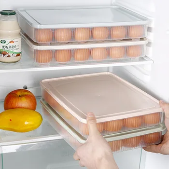 24 Grid Stackable Kitchen Vegetables Fruits Egg Storage Box Refrigerator Crisper Portable Picnic Container Preservation BoxLA726