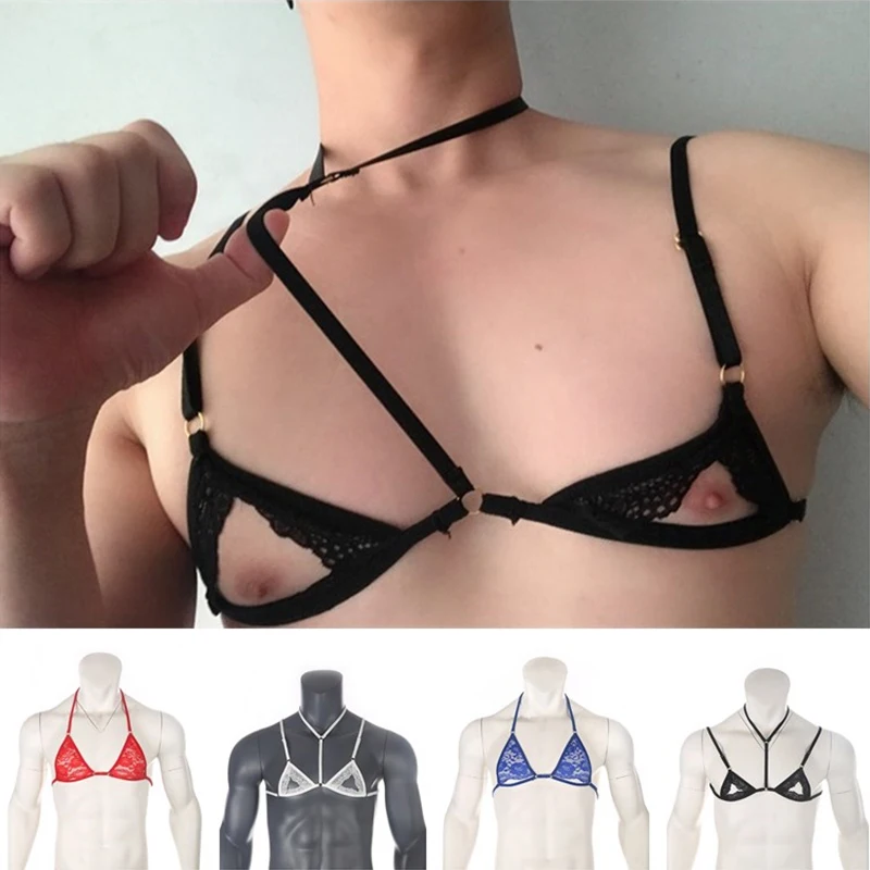 Mens Sexy Sheer Lace Lingerie Exotic Bra Nightwear Halter Neck Adjustable Straps Male Wire-free Unlined Mini Bra Top
Mens Sexy Sheer Lace Lingerie Exotic Bra Nightwear Halter Neck Adjustable Straps Male Wire-free Unlined Mini Bra Top