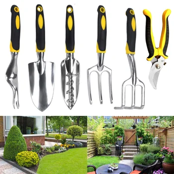 

ANENG 6PCS Aluminum-magnesium Alloy Hand Tools Set with Shovel Rake Fork Pruning Shears Root Taking Tool for Gardening Lovers
