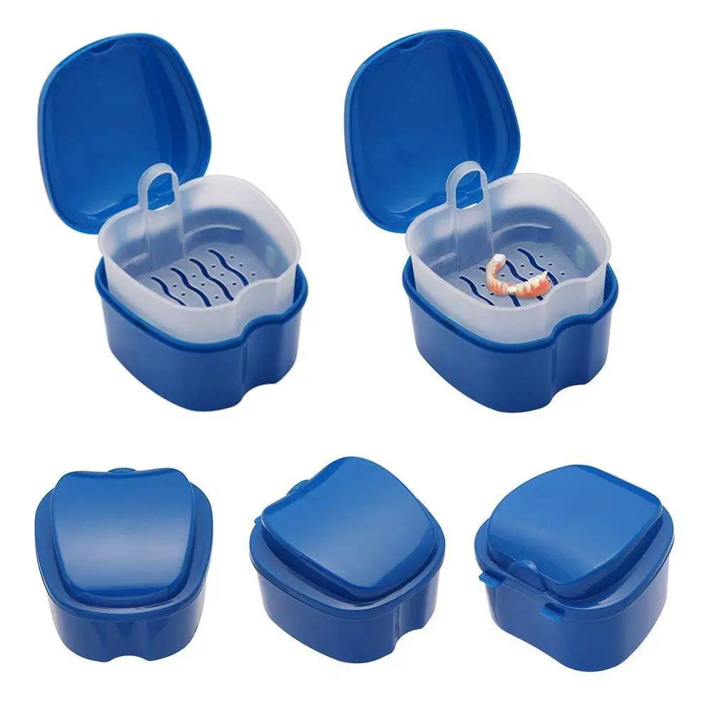 Denture Bath Box Organizer Dental False Teeth Storage Box with Hanging