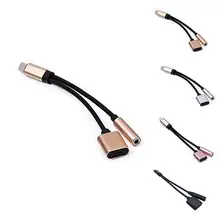 Mevcut tüm sistemler için Apple 7 için 2-in-1 kablo kulaklık konektörü 3.5 bağlayıcı ses kablosu çift tabanlı(China)