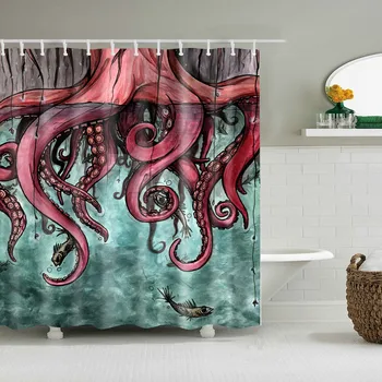 Waterproof Thicken 3D Shower Curtain Red Emperor Octopus Mildew Proof Bath Tub Curtain with 12 pcs Hooks
Waterproof Thicken 3D Shower Curtain Red Emperor Octopus Mildew Proof Bath Tub Curtain with 12 pcs Hooks
