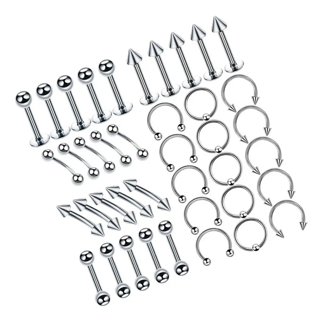40 Set Stainless Steel Nose Ring Lip Tongue Eyebrow Tragus Belly Rings Screw Barbells Ear Piercing 16G for Women Men 40 Set Stainless Steel Nose Ring Lip Tongue Eyebrow Tragus Belly Rings Screw Barbells Ear Piercing 16G for Women Men