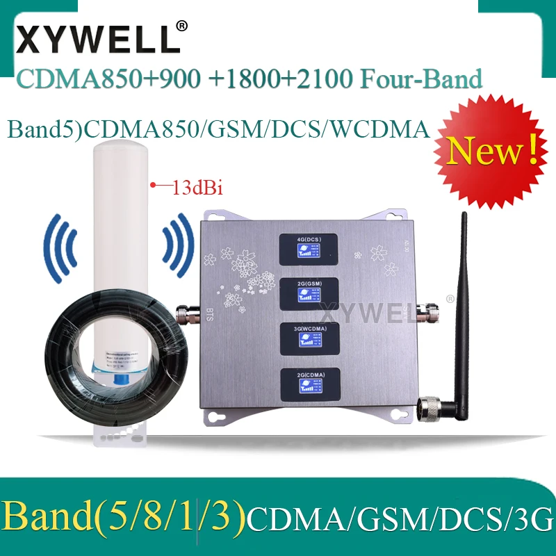 

1 Set Four-Band CDMA850/900/1800/2100mhz Mobile Signal Booster 4G Cellular Amplifier GSM Repeater 2G 3G 4G CDMA GSM DCS WCDMA