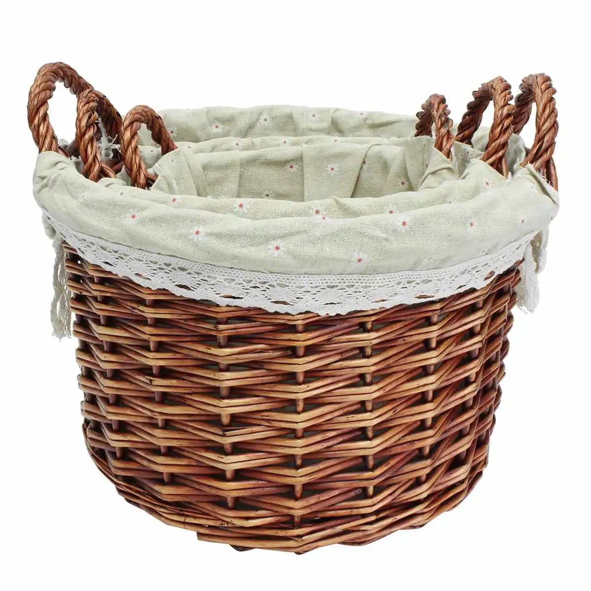 baskets hand-woven willow wicker polyester liner storage basket
