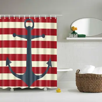 Waterproof Thicken Polyester 3D Shower Curtain Red Striped Anchor Mildew Proof Bath Tub Curtain with 12 pcs Hooks
Waterproof Thicken Polyester 3D Shower Curtain Red Striped Anchor Mildew Proof Bath Tub Curtain with 12 pcs Hooks