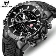 Guépard hommes double affichage montre Top marque de mode de luxe analogique numérique Sport montres hommes chronographe LED étanche montre-bracelet(China)