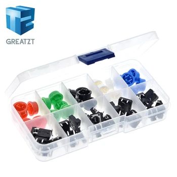 25PCS Tactile Push Button Switch Momentary 12*12*7.3MM Micro switch button + 25PCS Tact Cap(5 colors) for Arduino with Case
25PCS Tactile Push Button Switch Momentary 12*12*7.3MM Micro switch button + 25PCS Tact Cap(5 colors) for Arduino with Case