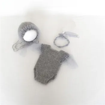 Fluffy Newborn Photography 3 Set Infant Knit Ruffer Hat Romper and tieback Outfit Gray Baby Overall Pearl Headband Photo Props
Fluffy Newborn Photography 3 Set Infant Knit Ruffer Hat Romper and tieback Outfit Gray Baby Overall Pearl Headband Photo Props