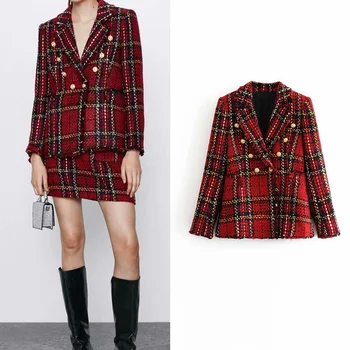 Vintage women's jacket Frayed Checked Tweed Blazers Women Plaid Ladies Outerwear Long Sleeve Suit Coat female blazer feminino
Vintage women's jacket Frayed Checked Tweed Blazers Women Plaid Ladies Outerwear Long Sleeve Suit Coat female blazer feminino