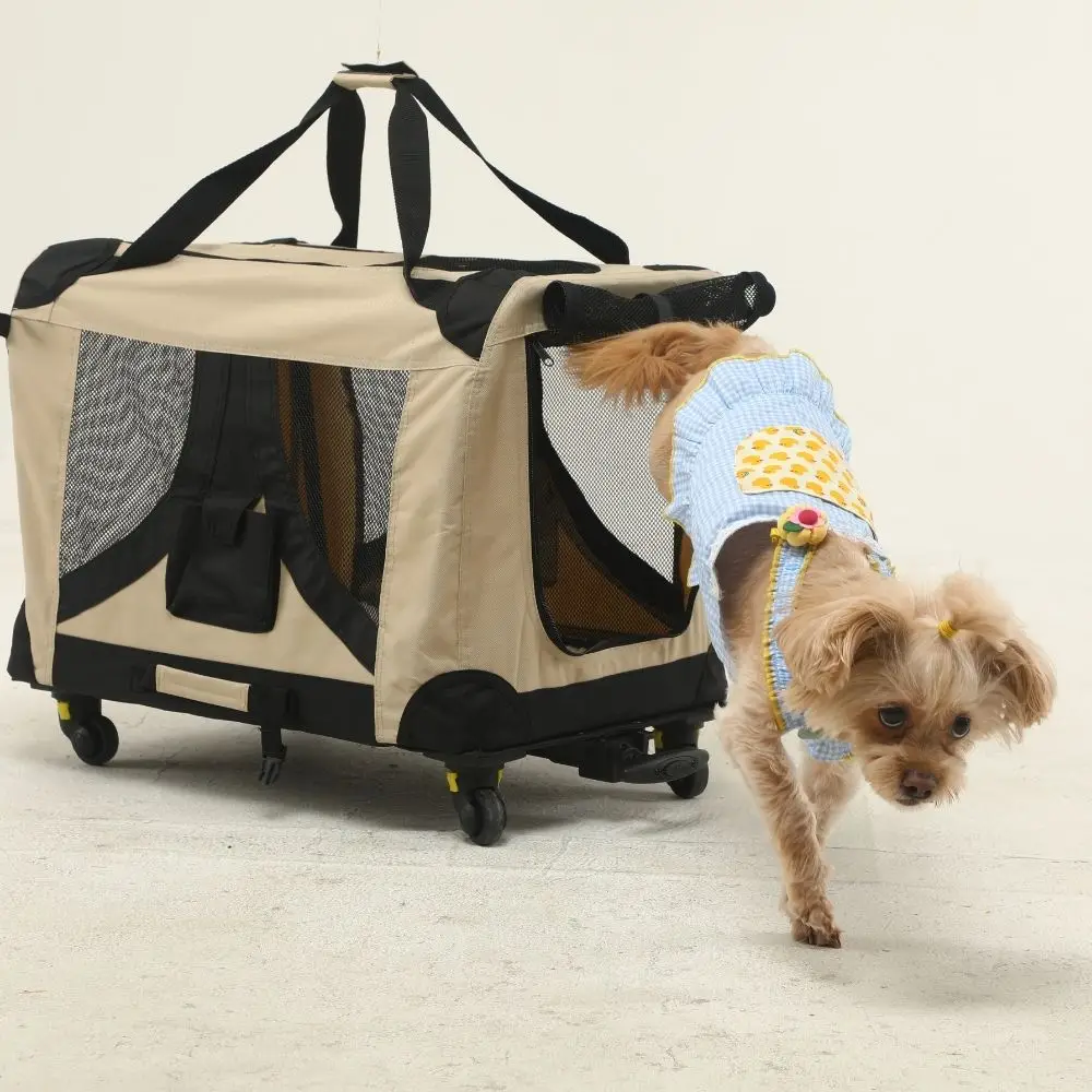 Pet Rolling Carrier with Detachable Wheels, Travel Pet Carrier / Collapsible Dog Cage for Small Dogs & Cats Pet Rolling Carrier with Detachable Wheels, Travel Pet Carrier / Collapsible Dog Cage for Small Dogs & Cats