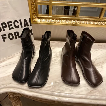 2020 Fashion Women Low Heels Sock Boots Square Toe Soft Leather Flat Boots Casual Comfortable Chelsea Boots Shoes Botas Mujer
2020 Fashion Women Low Heels Sock Boots Square Toe Soft Leather Flat Boots Casual Comfortable Chelsea Boots Shoes Botas Mujer