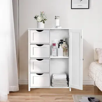 White Modern Nightstands Floor Standing 4 Drawer 1 Door Bedroom Storage Cabinet Sundries Storage Cabinet 60*30*80cm HWC 
White Modern Nightstands Floor Standing 4 Drawer 1 Door Bedroom Storage Cabinet Sundries Storage Cabinet 60*30*80cm HWC