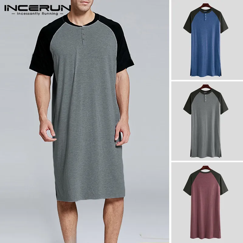 INCERUN Мужская одежда для сна с коротким рукавом и круглым вырезом 2020 в стиле
