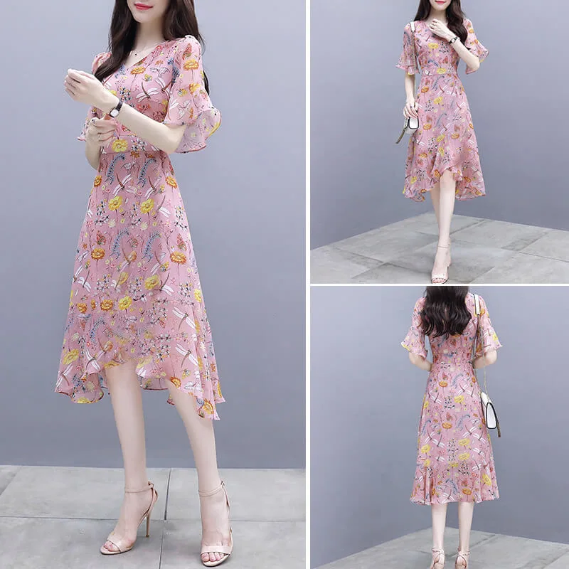 Dress Women's Summer 2019 Korean-style New Style Slim Fit Elegant Slimming Mid-length V-neck Flounced Skirt Children Fashion
Dress Women's Summer 2019 Korean-style New Style Slim Fit Elegant Slimming Mid-length V-neck Flounced Skirt Children Fashion