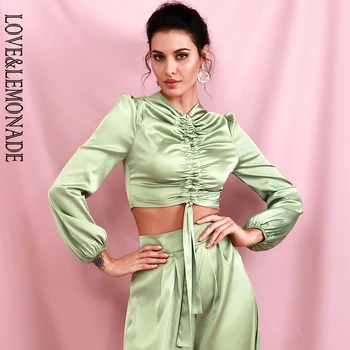 LOVE & LEMONADE Sexy Light Green Round Neck Middle Drawstring Lantern Sleeve Top Spring LM82199-TOP
LOVE & LEMONADE Sexy Light Green Round Neck Middle Drawstring Lantern Sleeve Top Spring LM82199-TOP